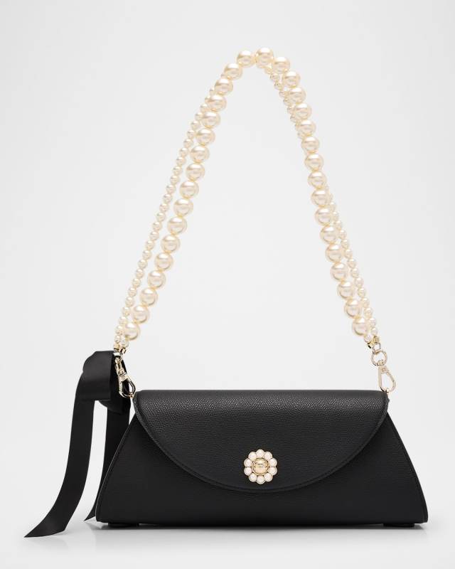 Valentine Pearly Bow Leather Shoulder Bag
